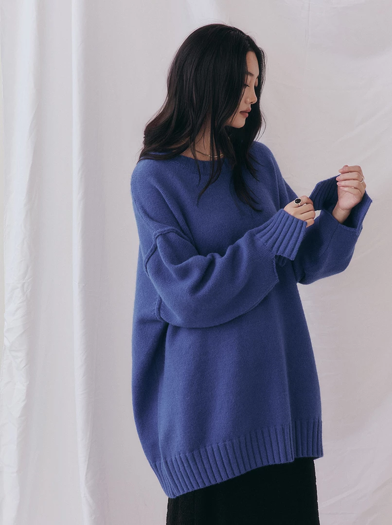 開衩手袖寬鬆大毛衣