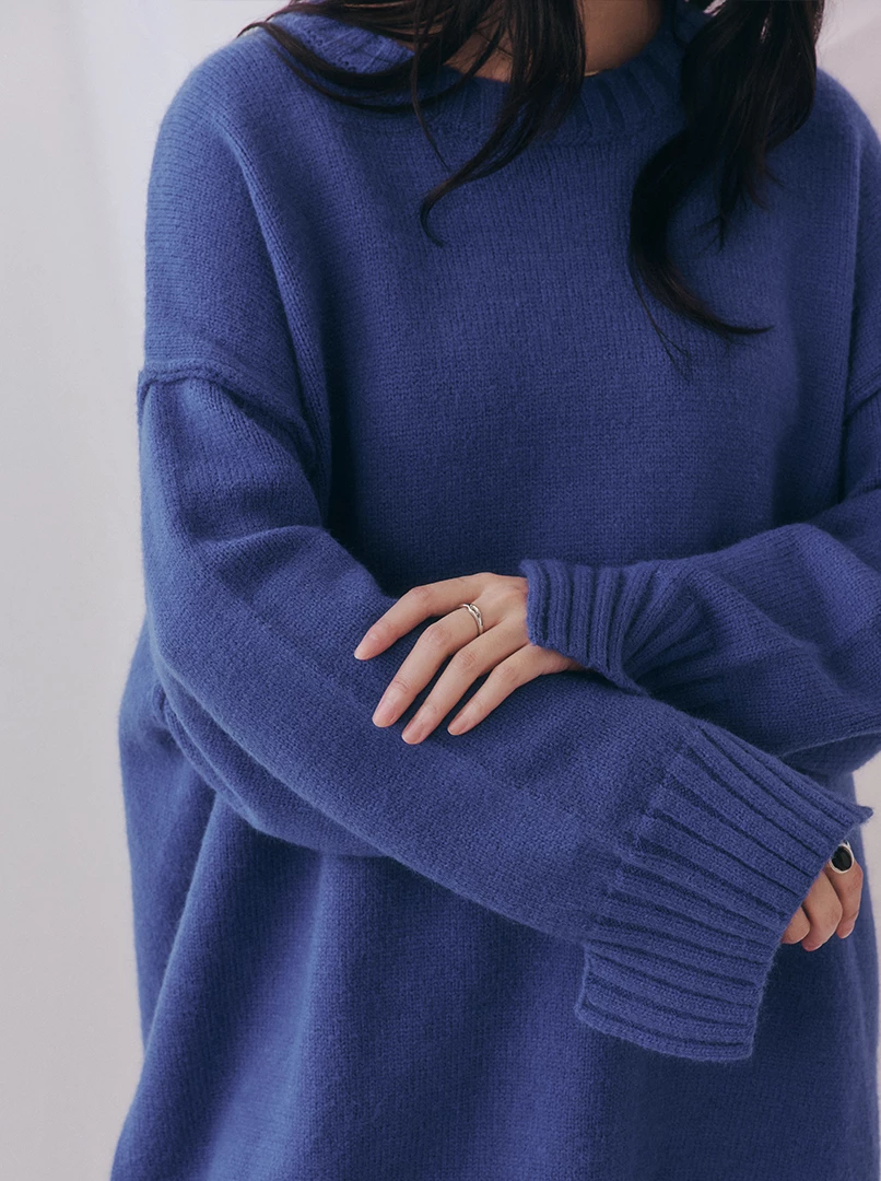 開衩手袖寬鬆大毛衣