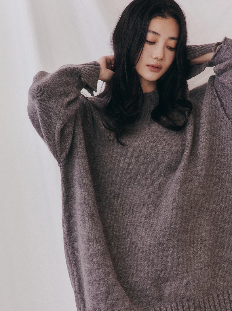 開衩手袖寬鬆大毛衣