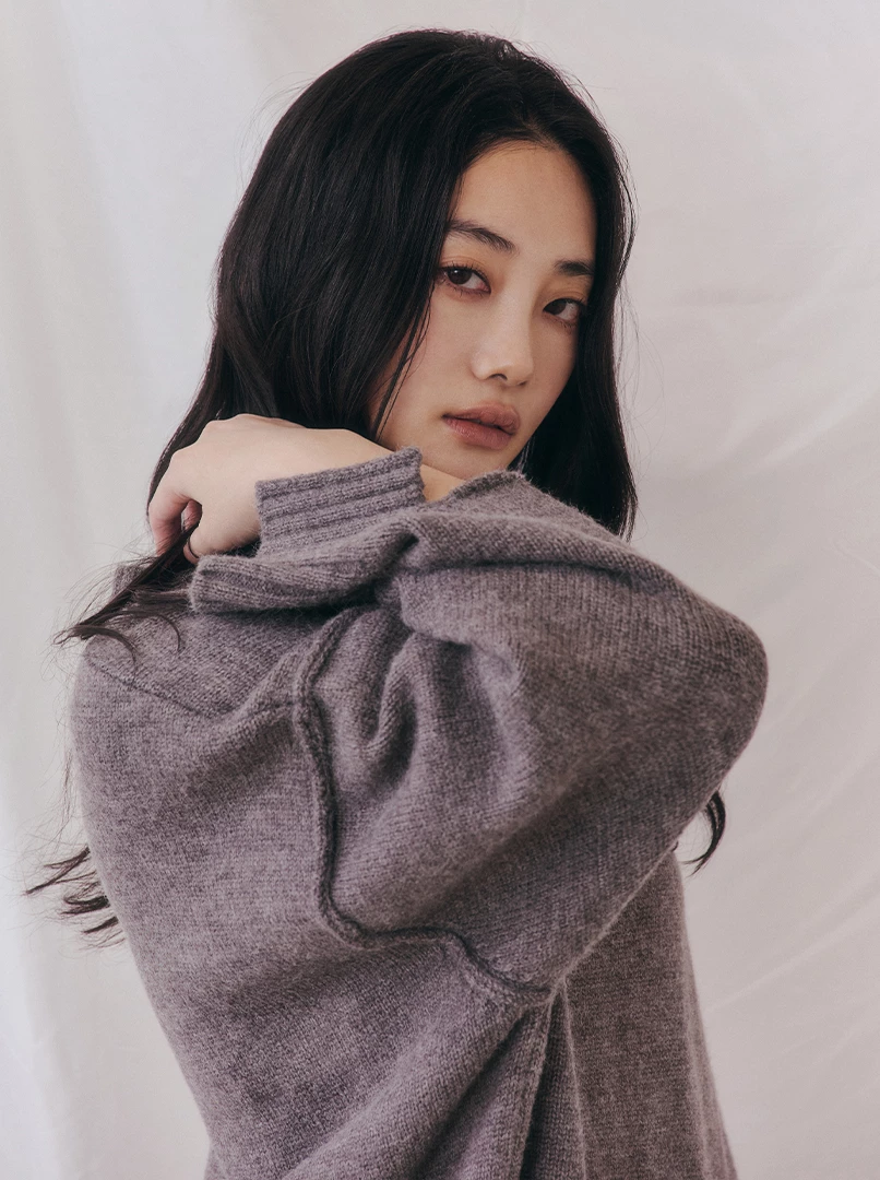 開衩手袖寬鬆大毛衣