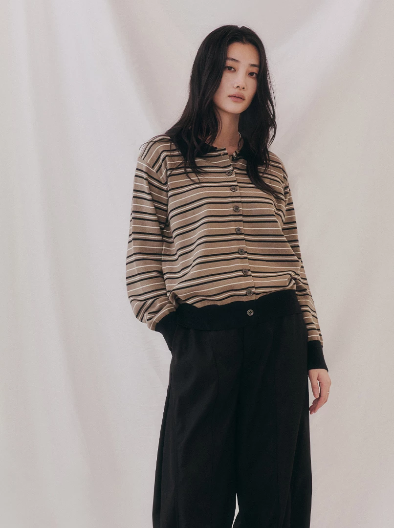 多穿條紋針織長袖衫