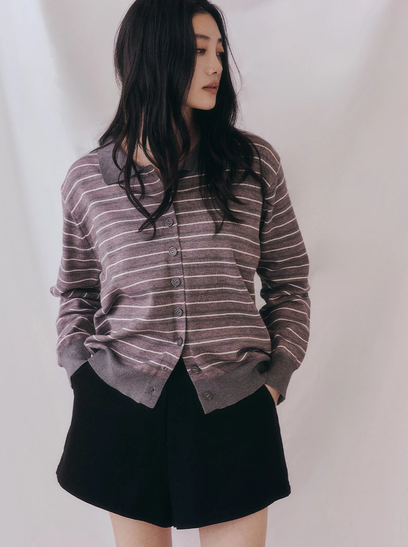 多穿條紋針織長袖衫
