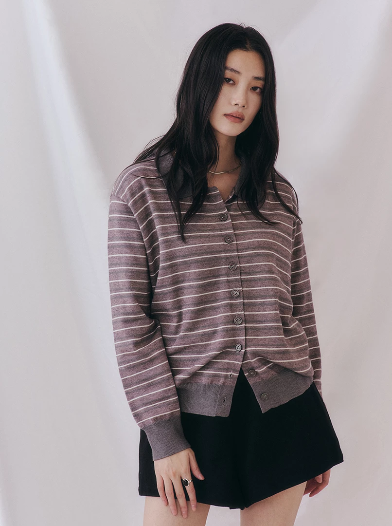 多穿條紋針織長袖衫