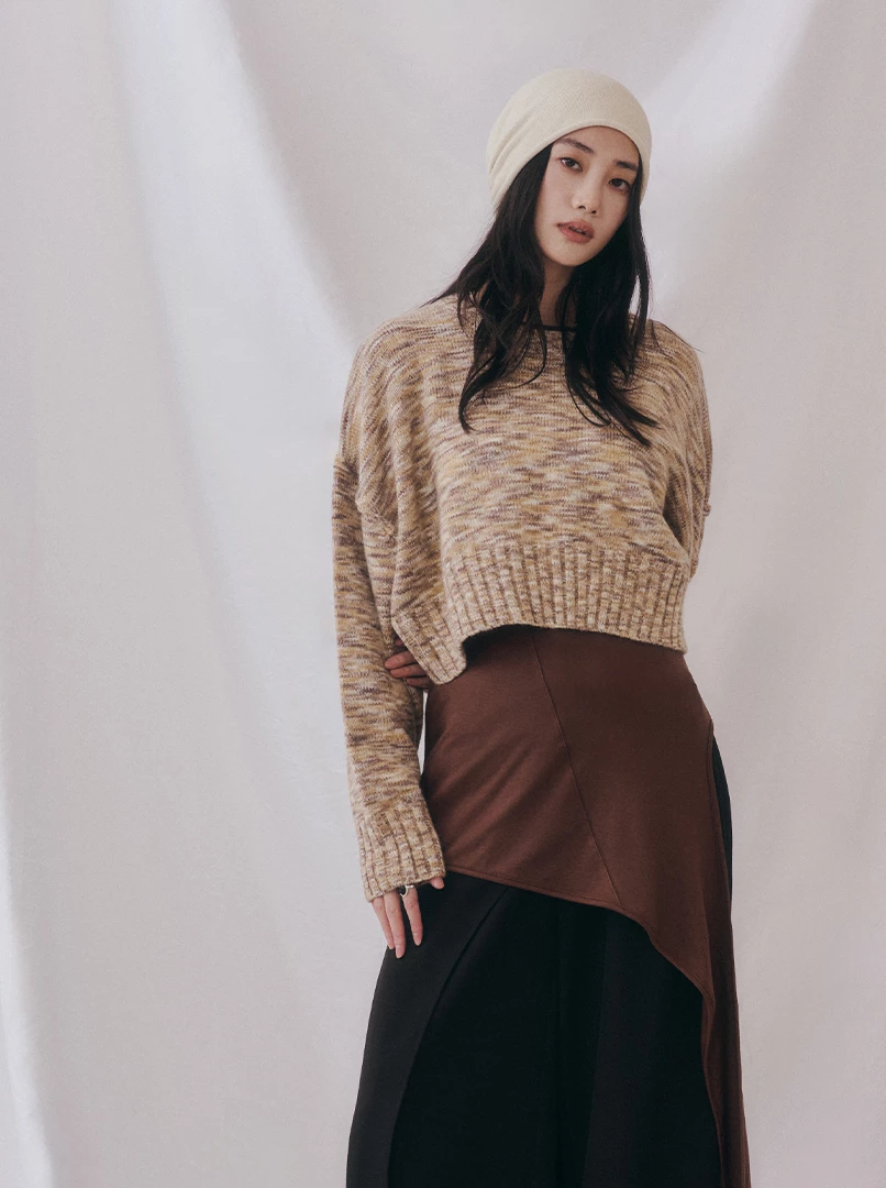 混彩花紗短毛衣