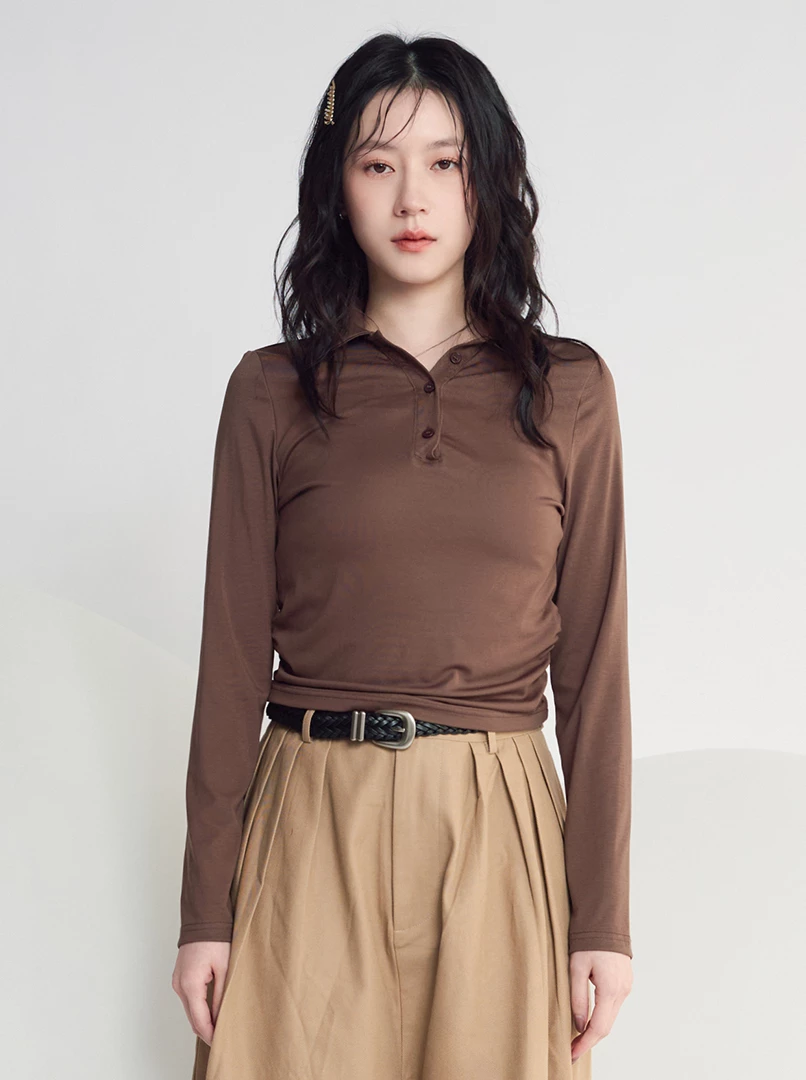 純色POLO領長袖衫