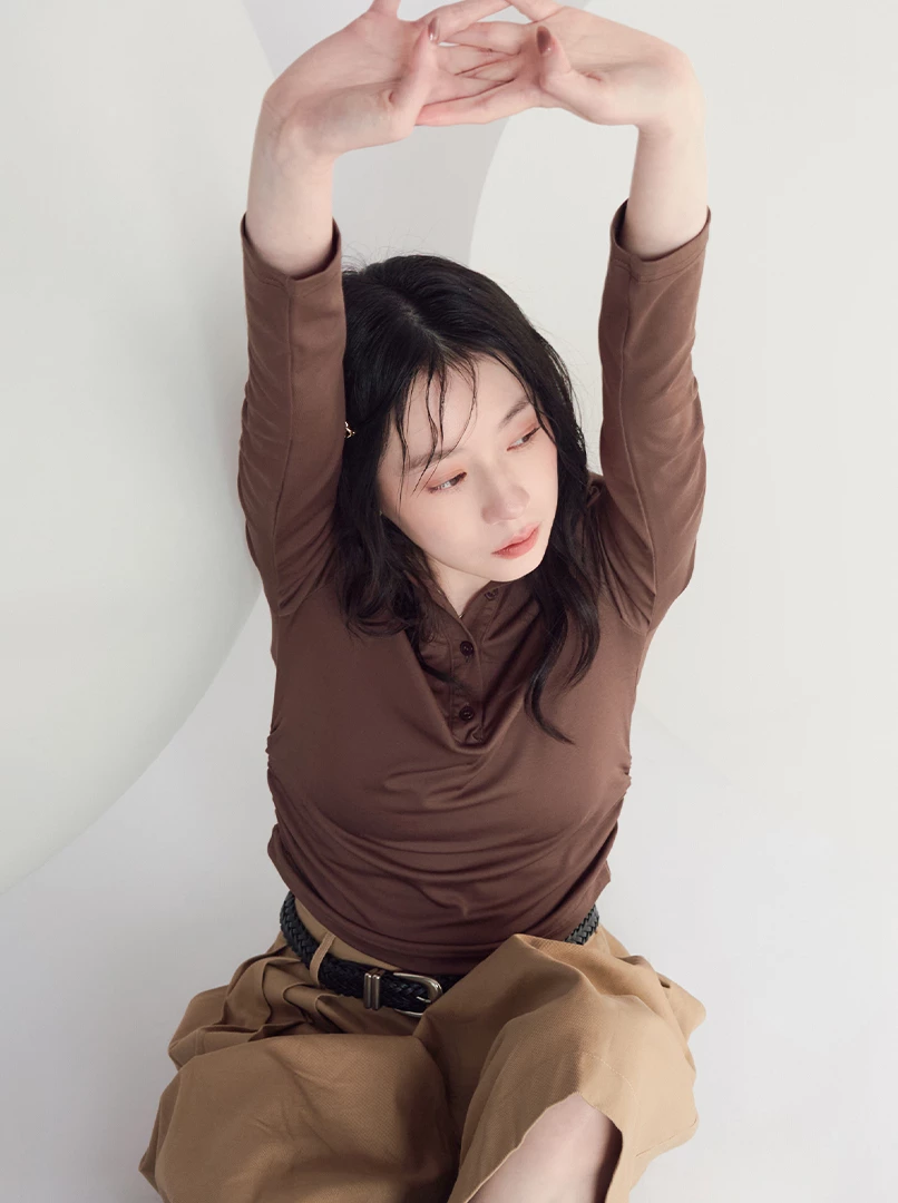純色POLO領長袖衫