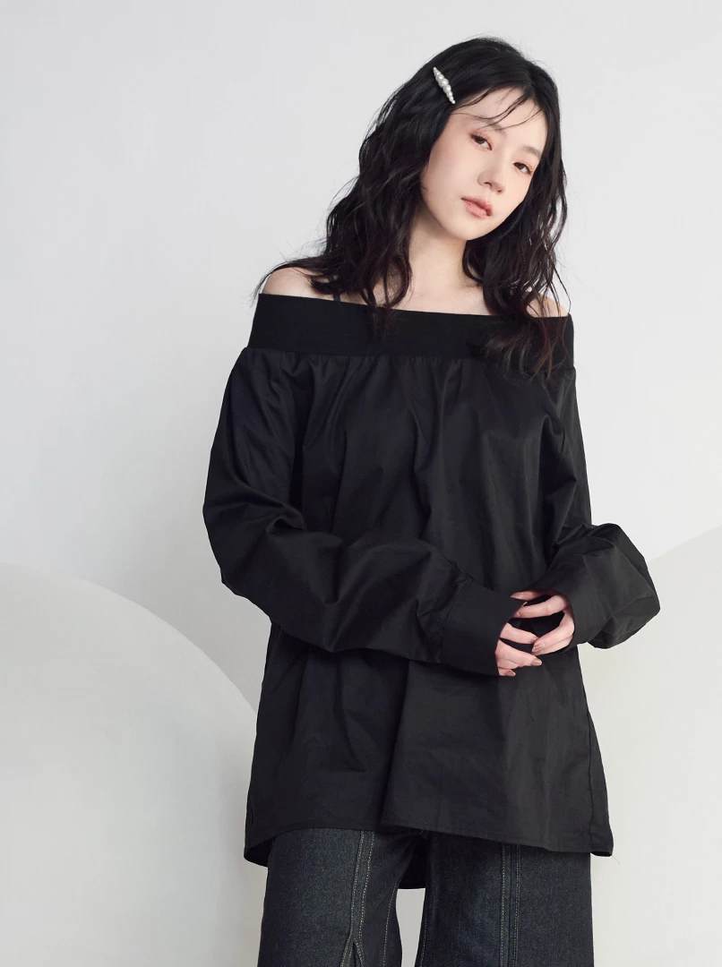 彈性一字領上衣