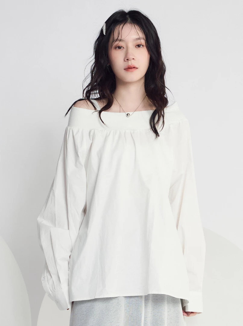 彈性一字領上衣
