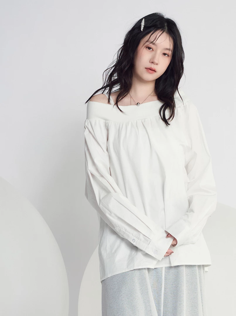 彈性一字領上衣