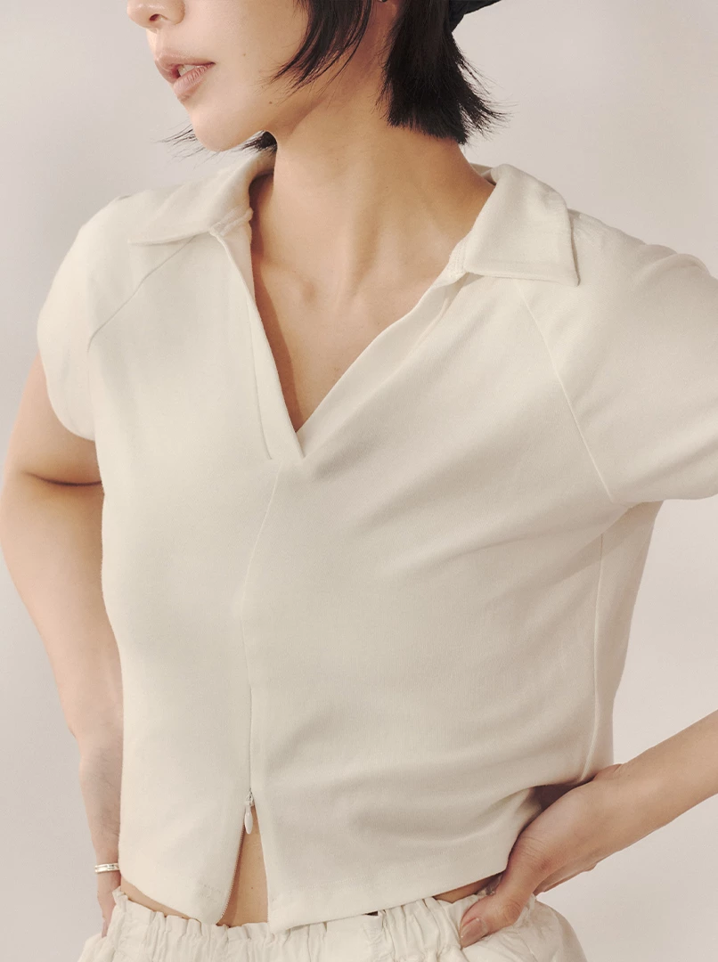 拉鍊設計短袖上衣