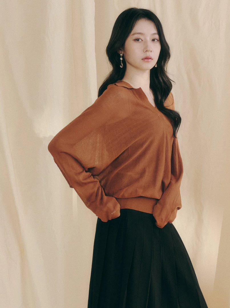 POLO領亞麻長袖衫