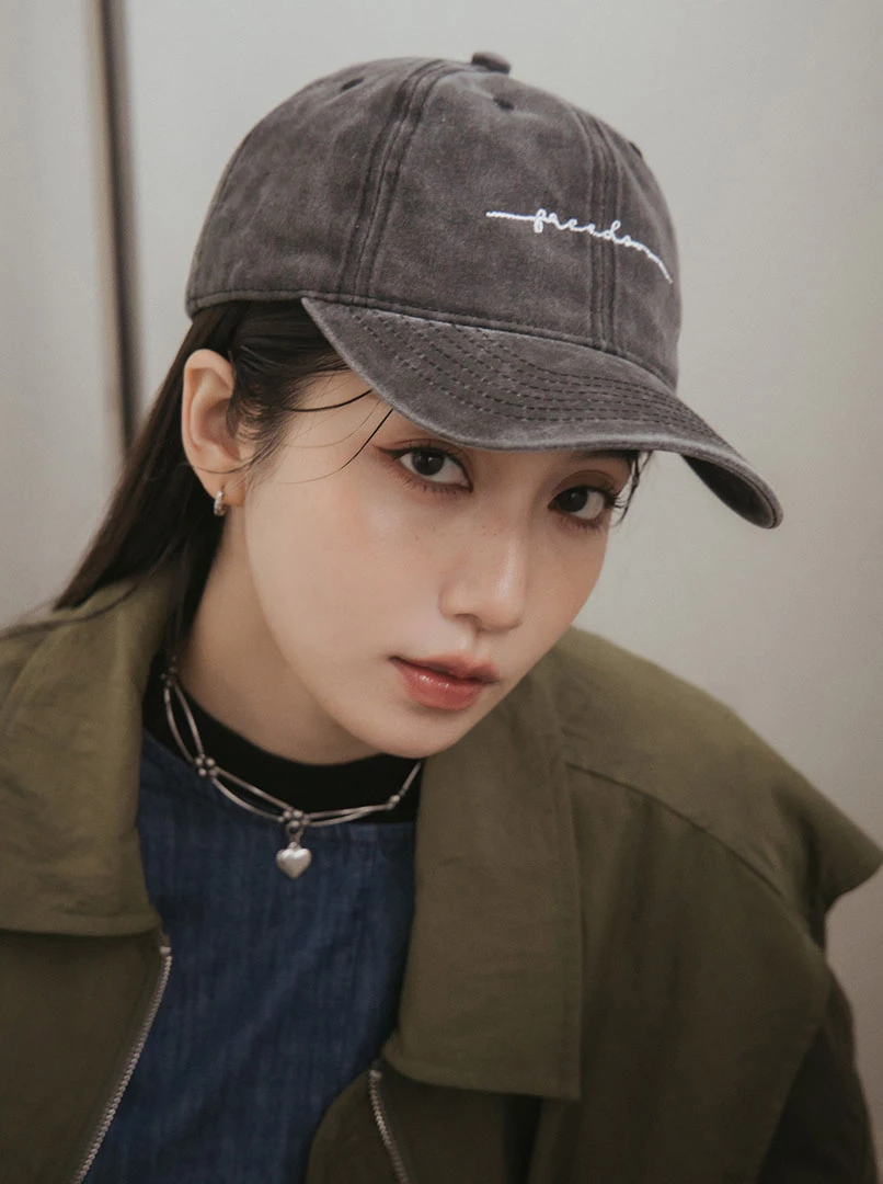 水洗字母棒球帽