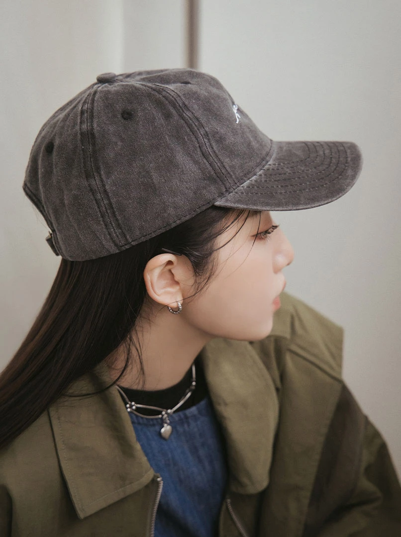 水洗字母棒球帽