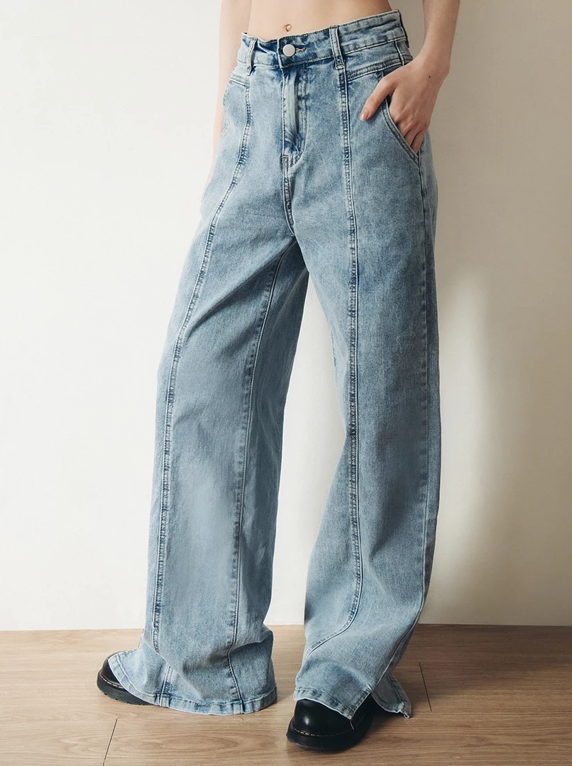 剪接俐落修身牛仔褲/常規款