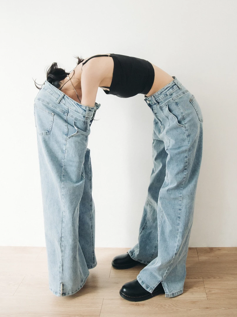 剪接俐落修身牛仔褲/常規款