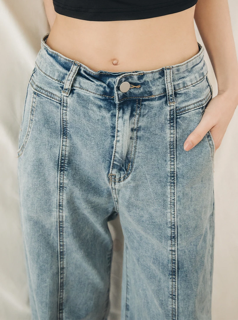 剪接俐落修身牛仔褲/常規款