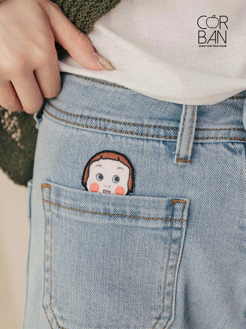 蘋果妹刺繡牛仔褲