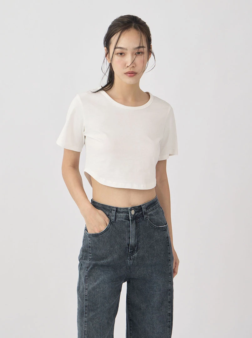 剪接修身牛仔褲