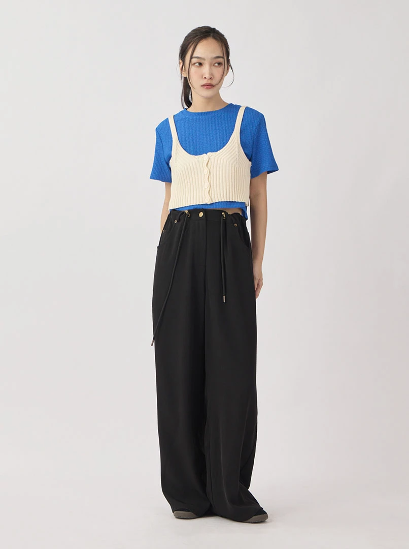 可調式直筒長褲