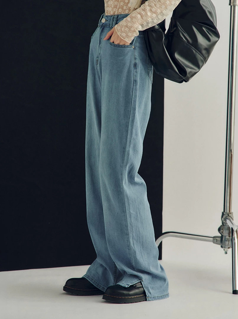 涼感落地牛仔褲'