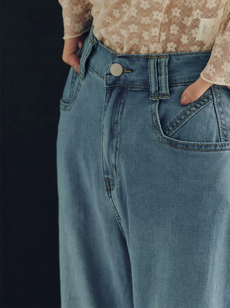 涼感落地牛仔褲