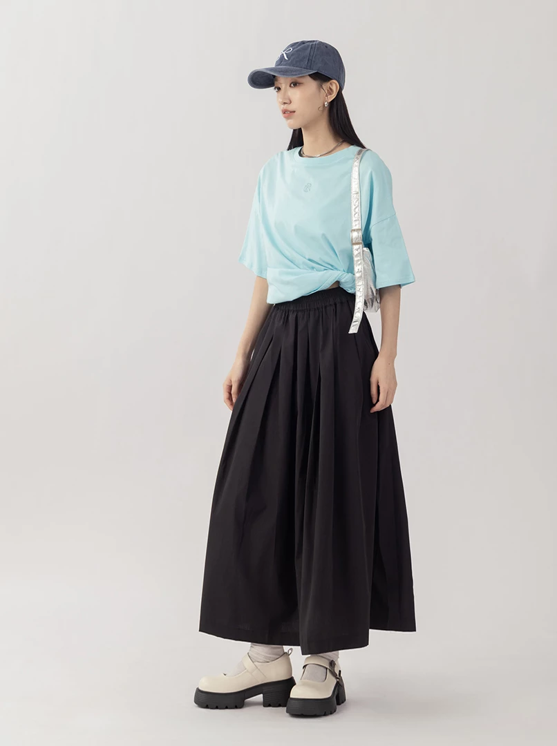 寬鬆百褶A字裙