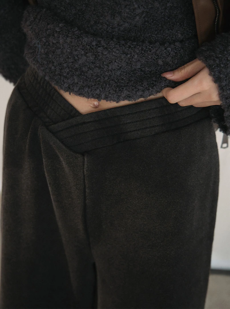 交叉棉質低腰休閒褲