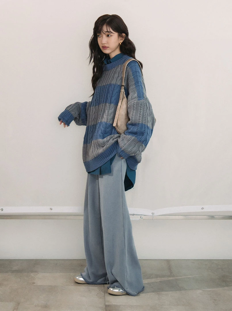 交叉棉質低腰休閒褲