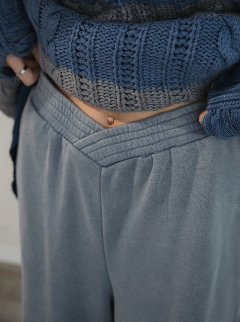 交叉棉質低腰休閒褲