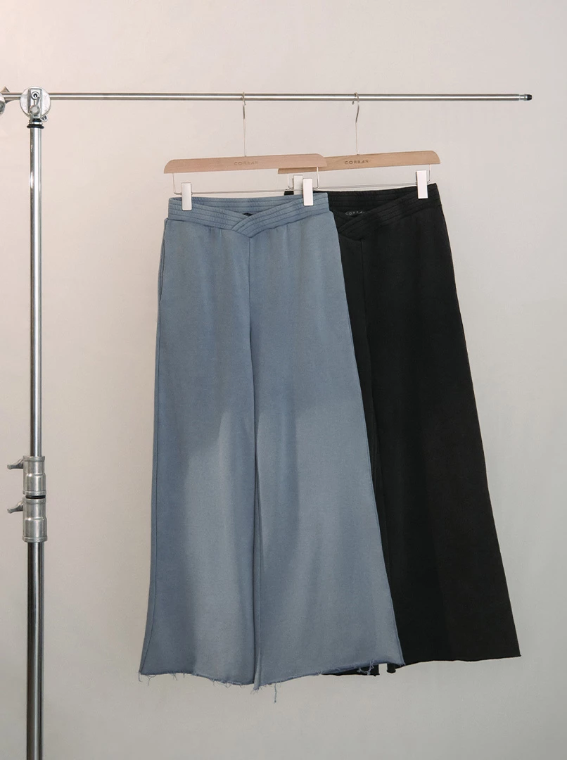 交叉棉質低腰休閒褲