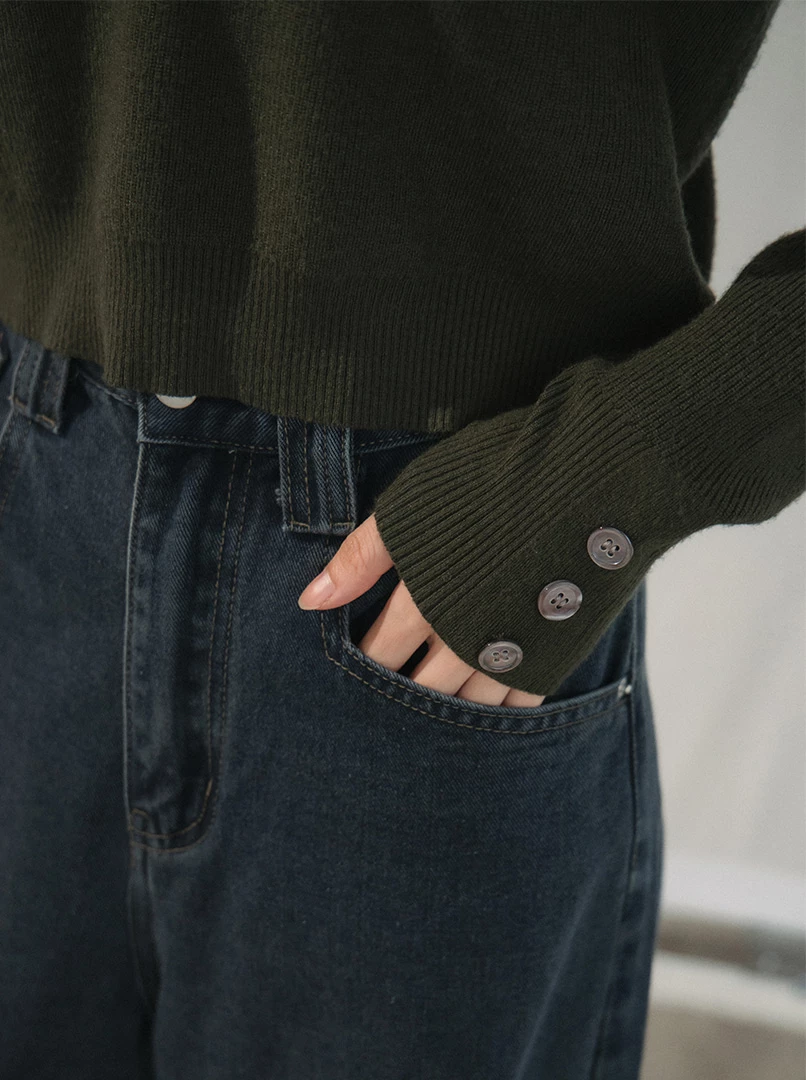 水彩灰牛仔落地褲