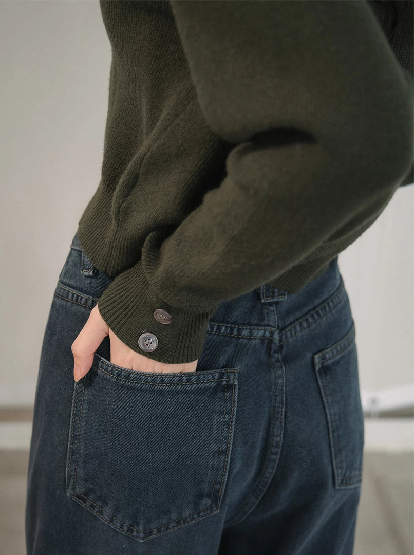 水彩灰牛仔落地褲