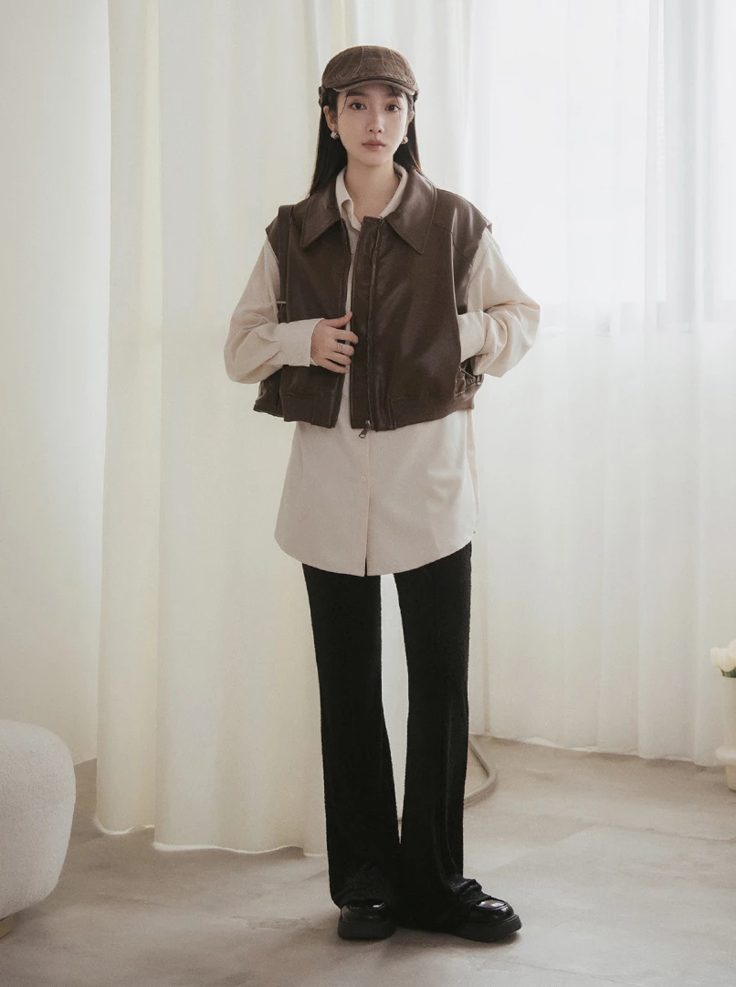 絨面復古實穿修身長褲