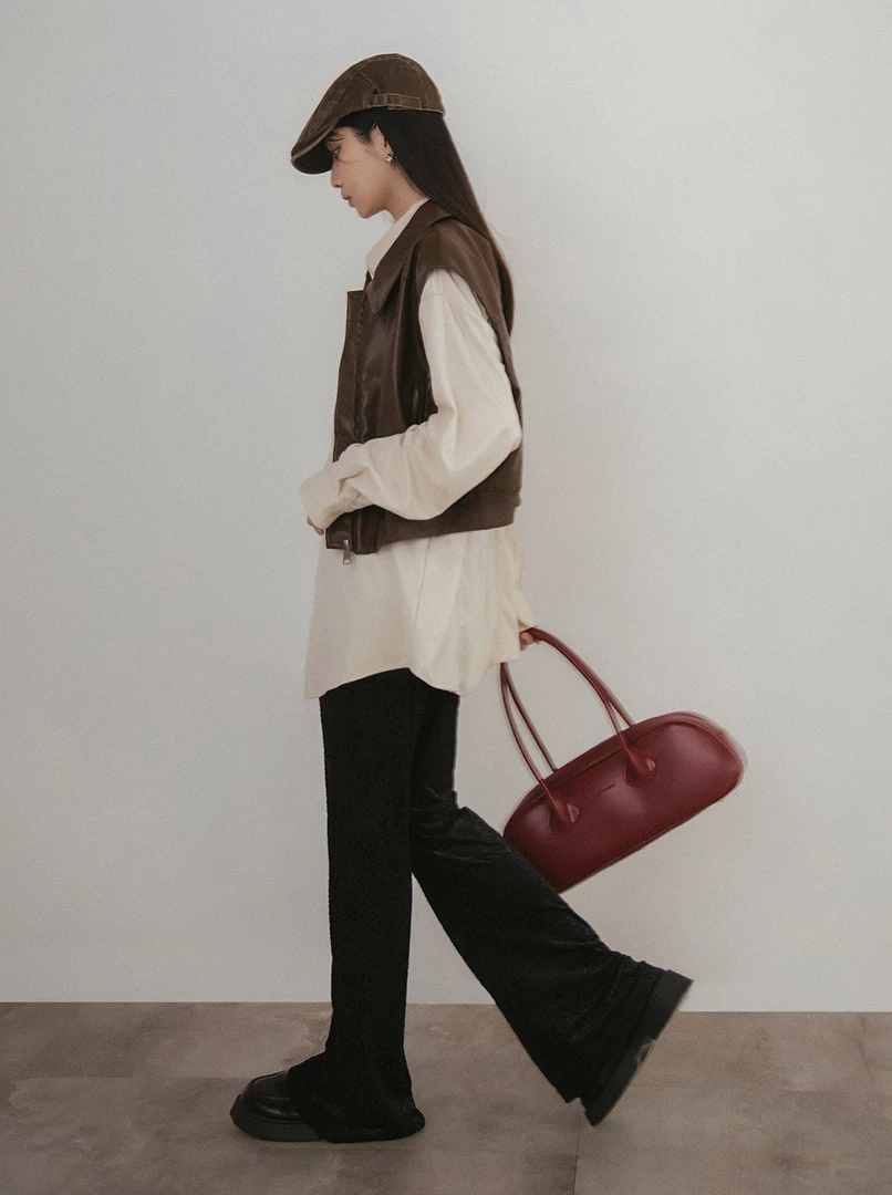 絨面復古實穿修身長褲