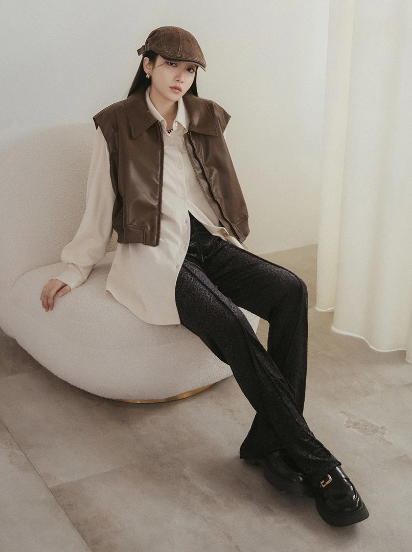 絨面復古實穿修身長褲