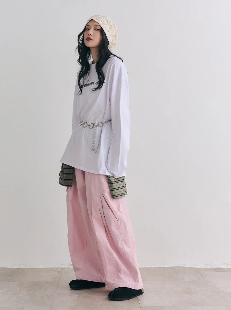 自訂工裝挺版闊腿長褲