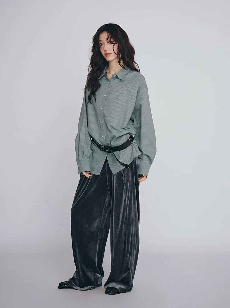 光澤絨面質感長褲