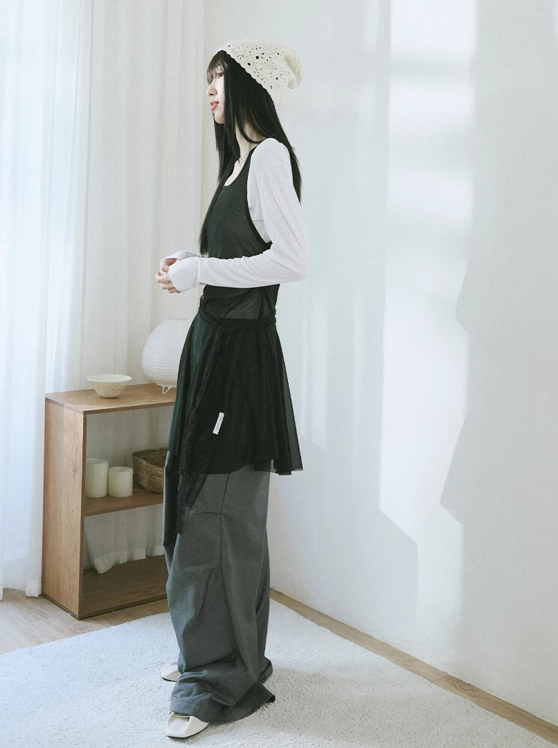 綁帶褶皺挺版西裝褲