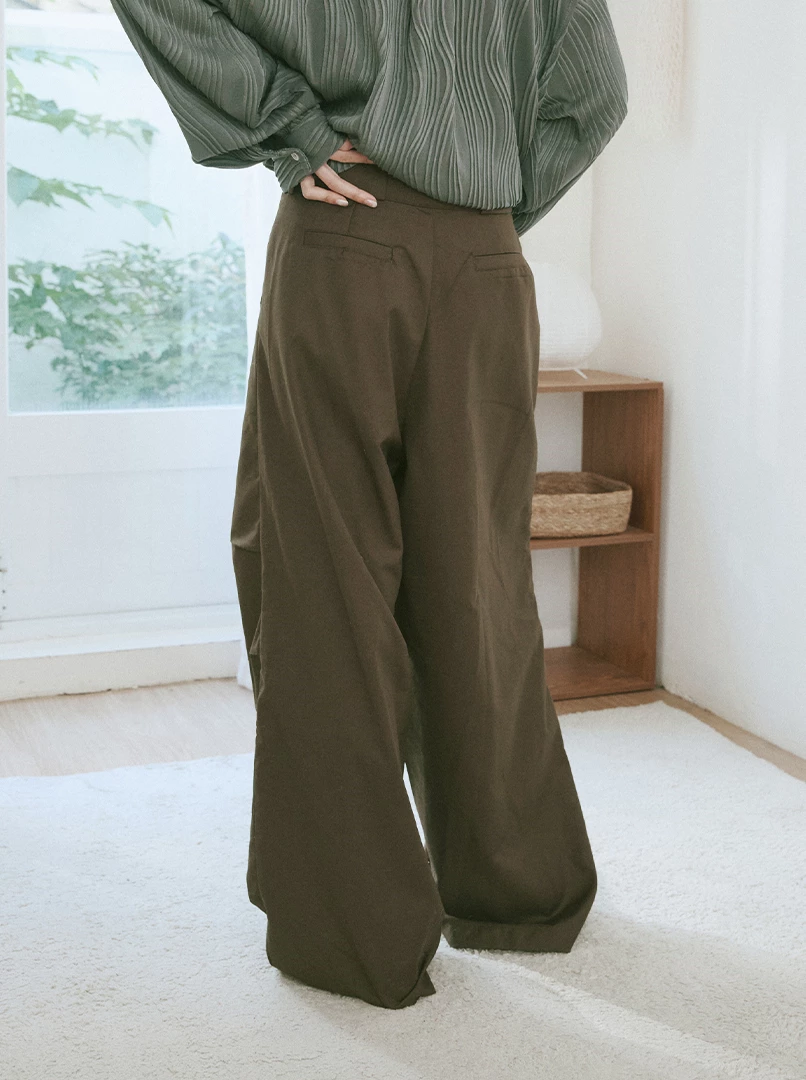 綁帶褶皺挺版西裝褲