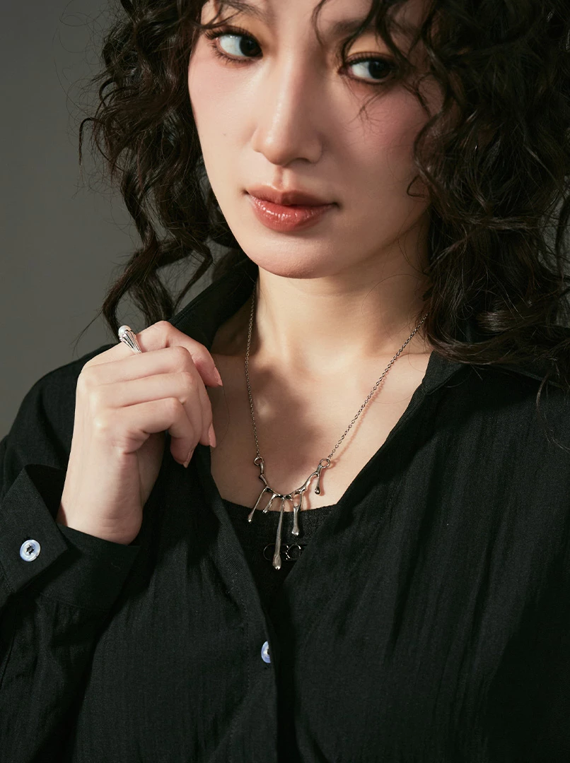 鋼鈦水滴熔岩項鍊