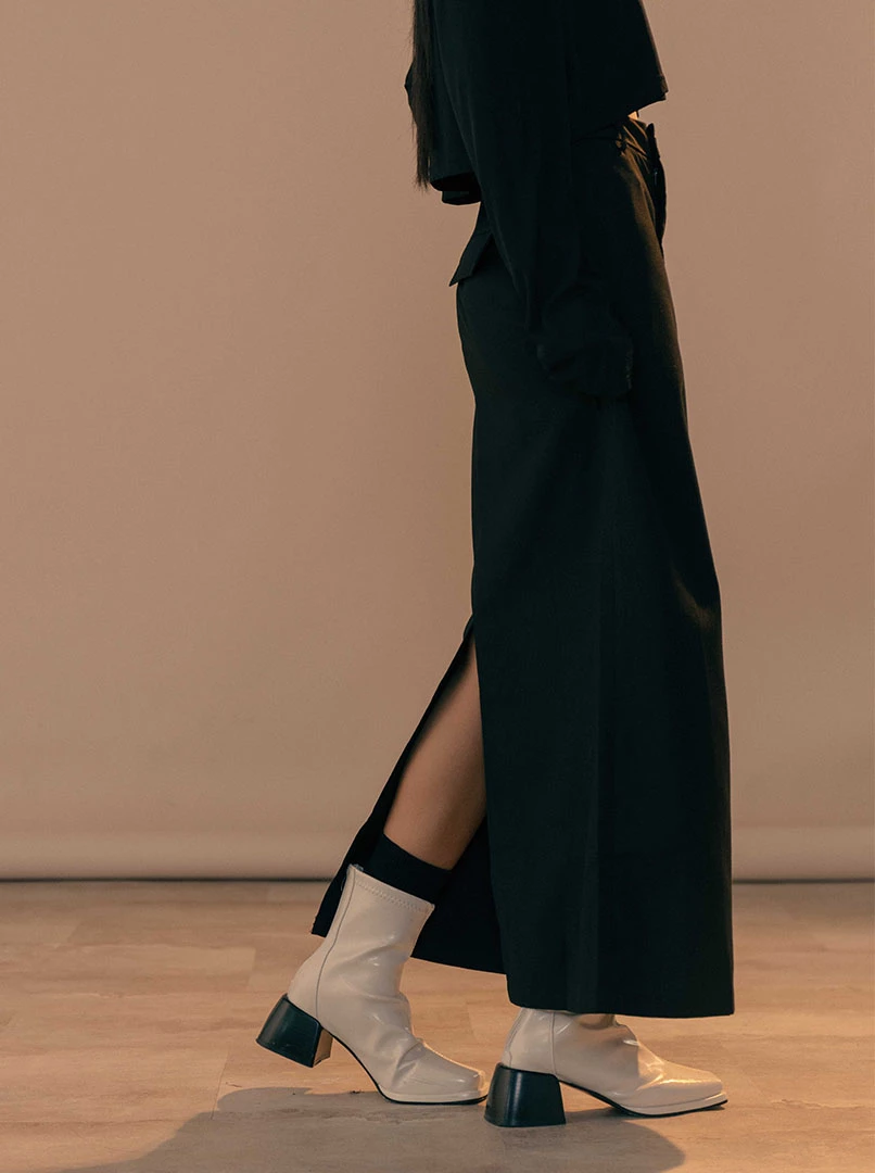直筒開衩西裝長裙