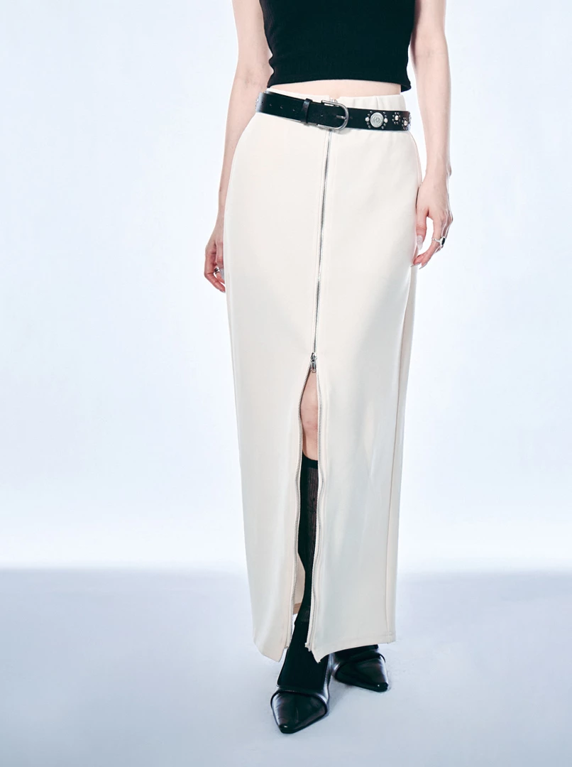 雙拉鍊設計長裙