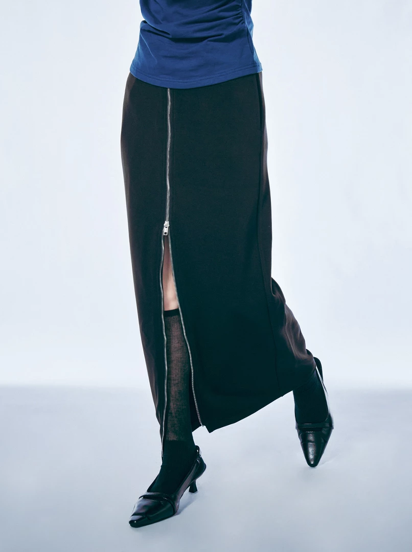 雙拉鍊設計長裙