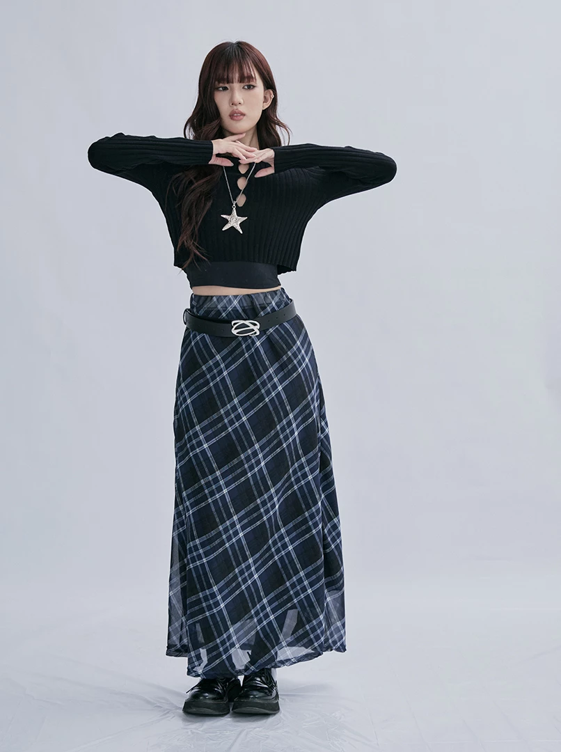 氣質魚尾格子半身裙