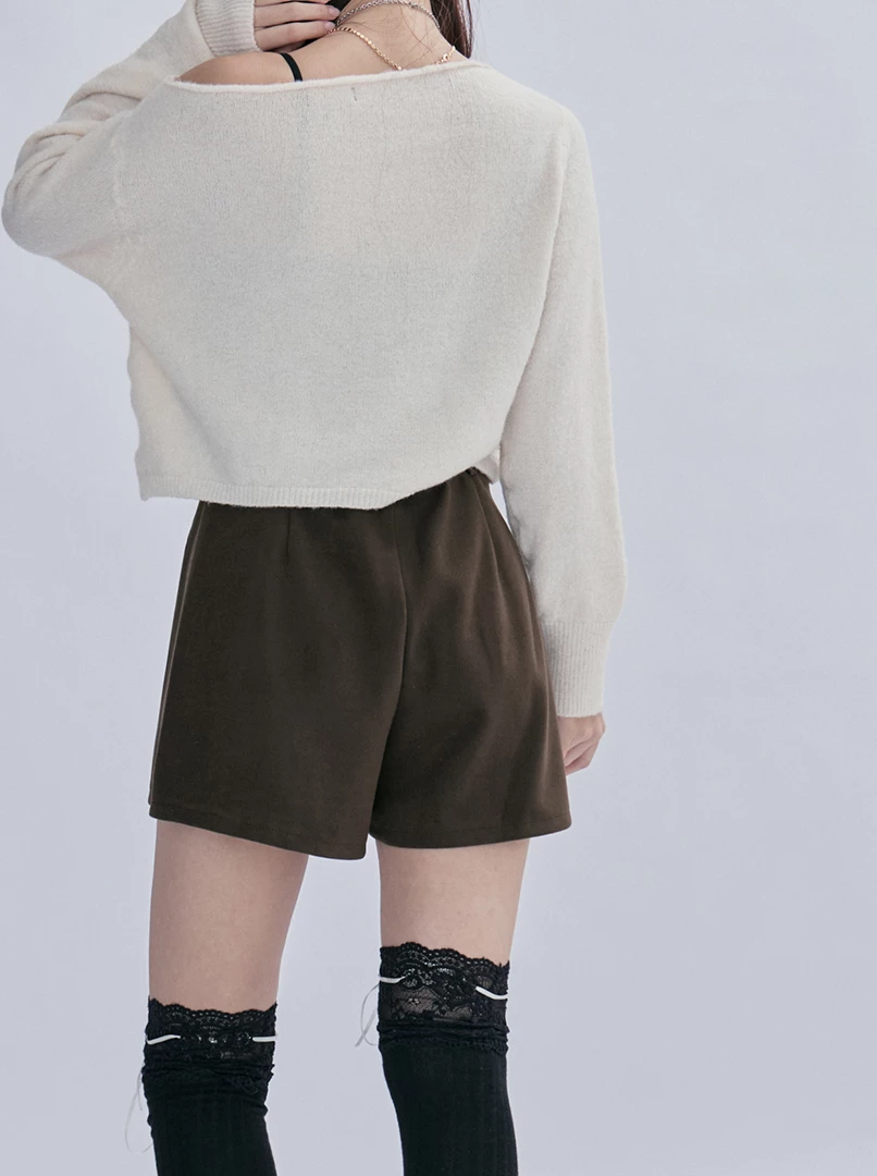 毛料摺度短褲裙