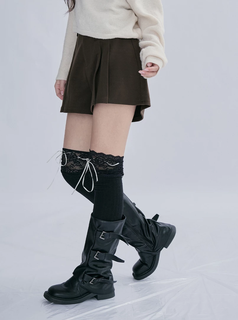 毛料摺度短褲裙