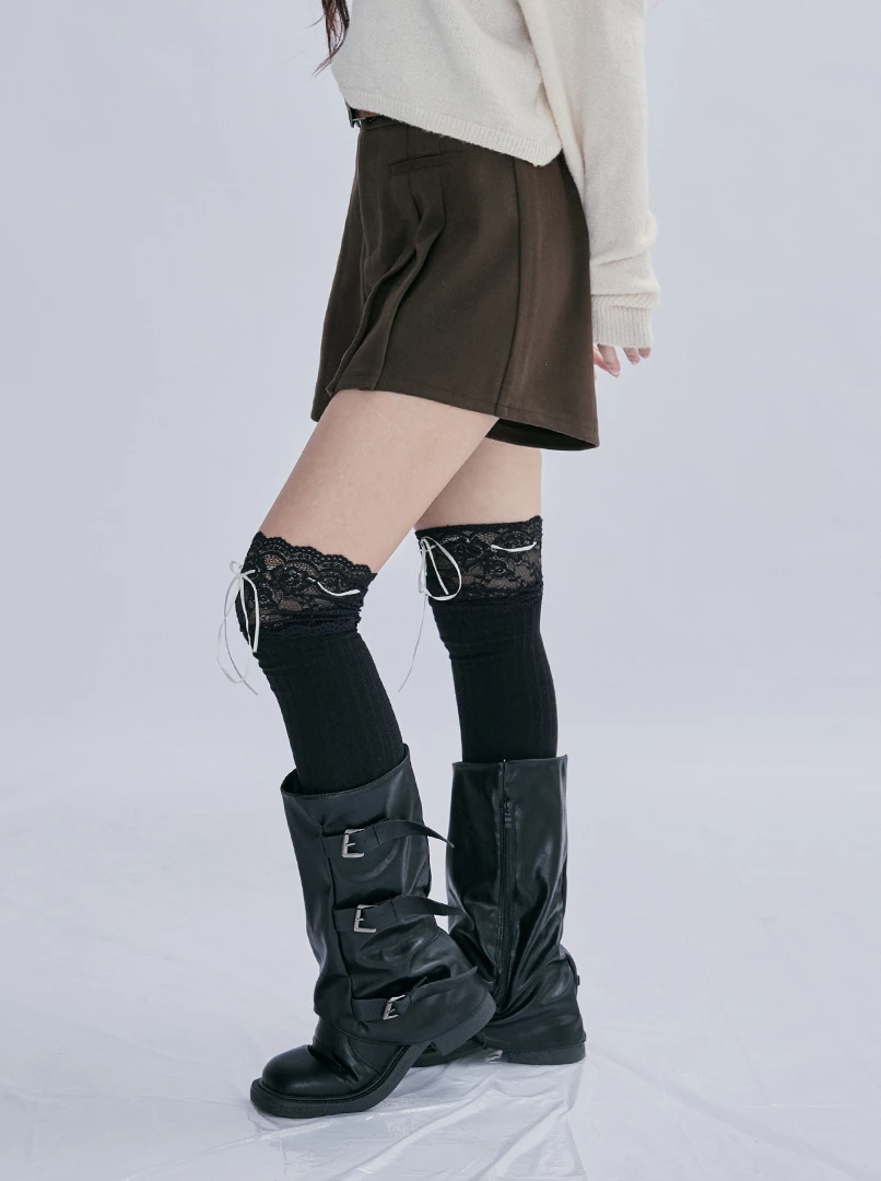 毛料摺度短褲裙