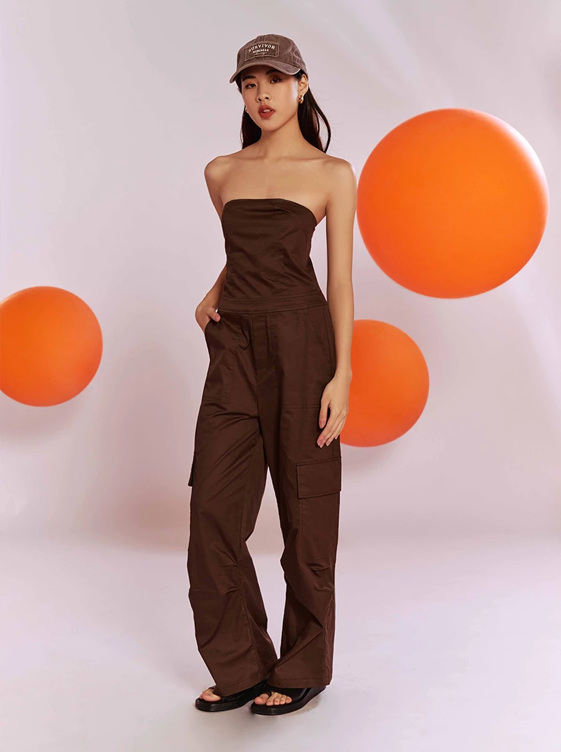 後鬆緊平口連身褲