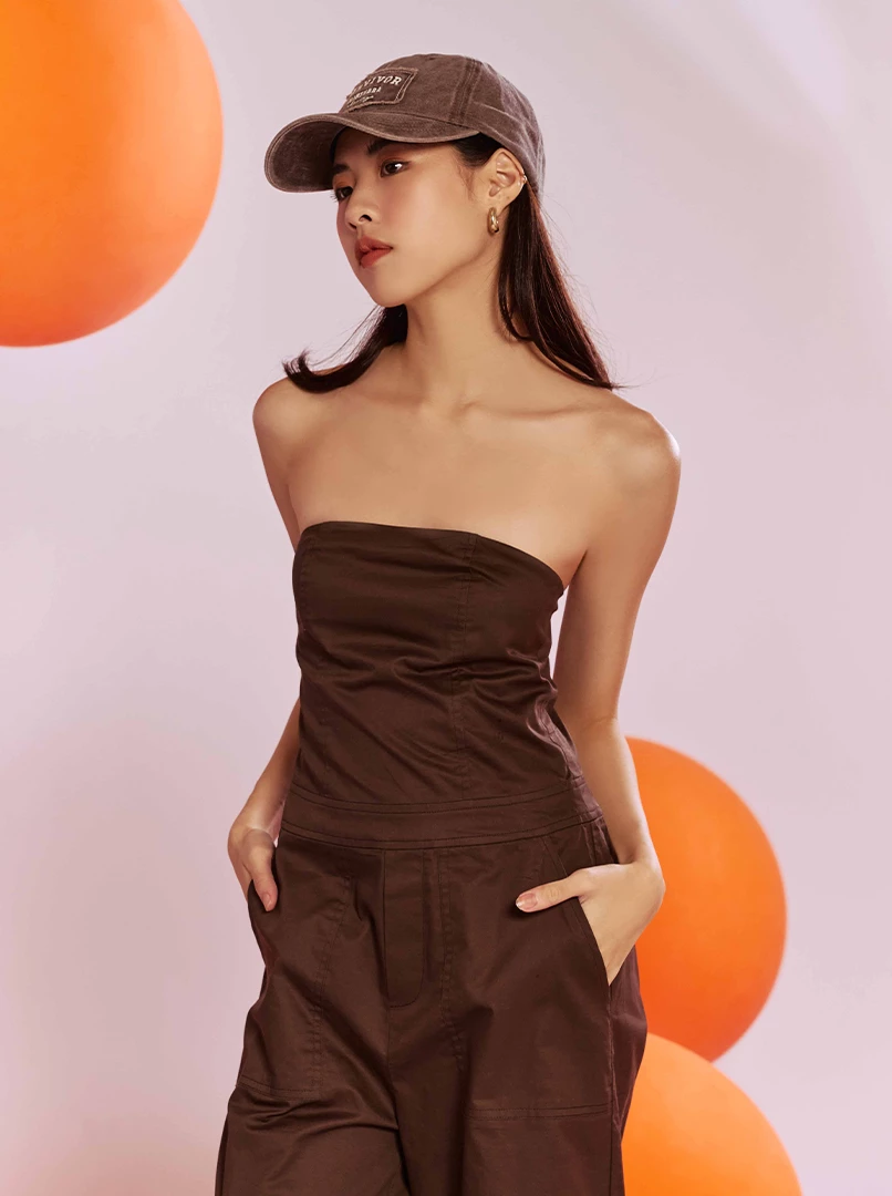 後鬆緊平口連身褲'