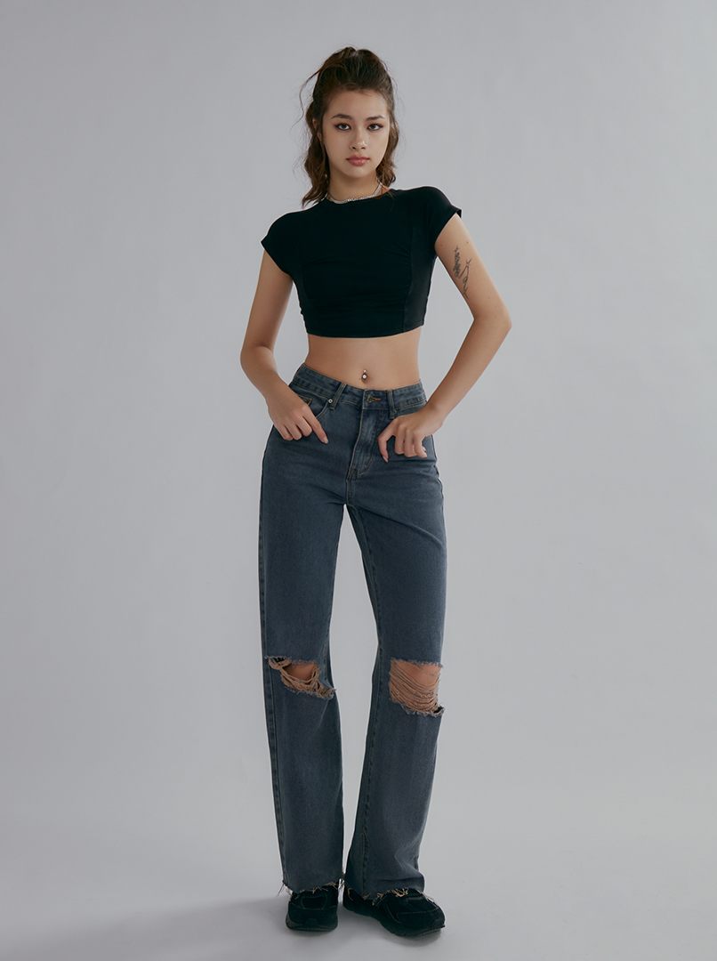 刷色割破牛仔褲'